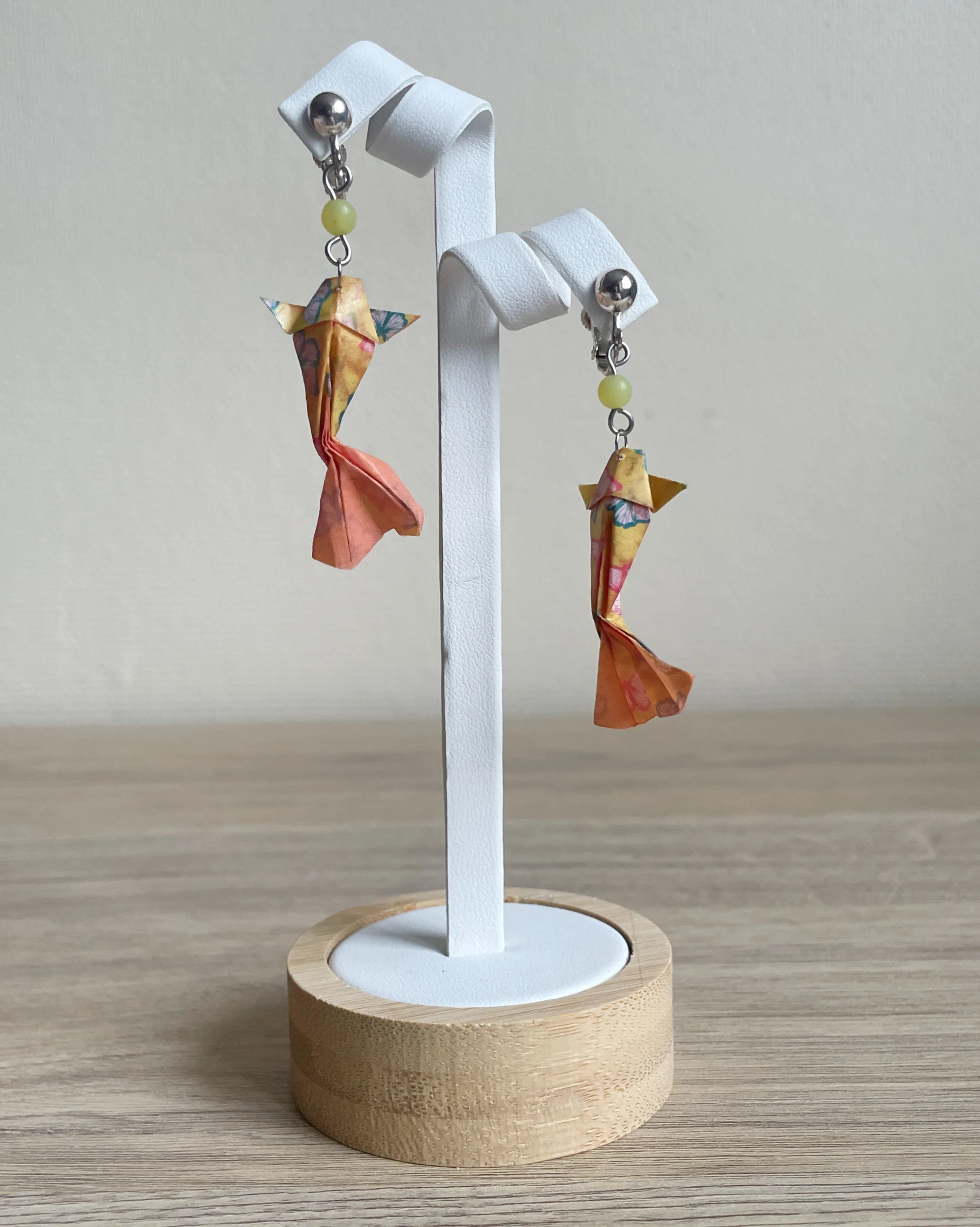 Boucles d'Oreilles Origami Carpes Koï Jaune