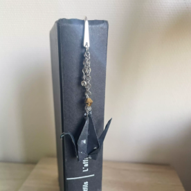marque pages origami grues noire