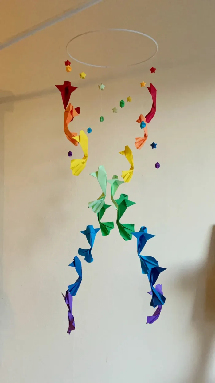 Mobile Origami Carpe Koï Arc en ciel