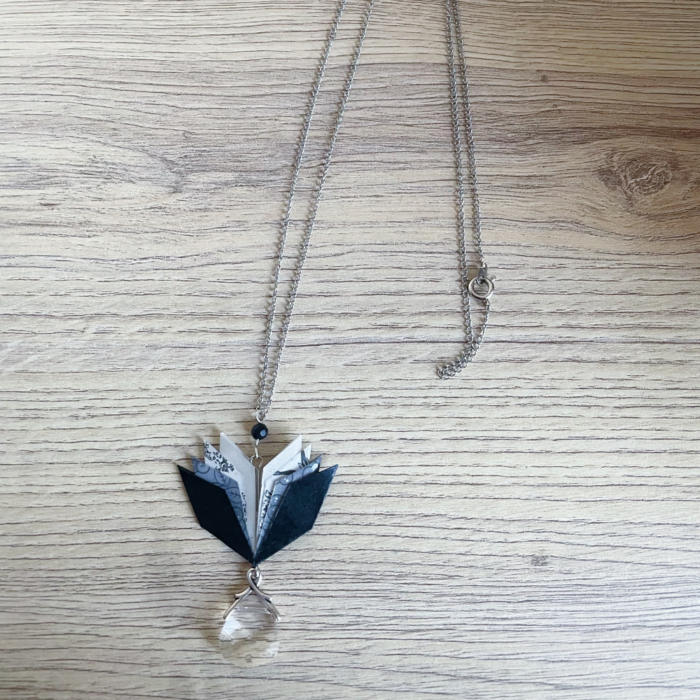 pendentif fleur - swaro origami fleurs noires