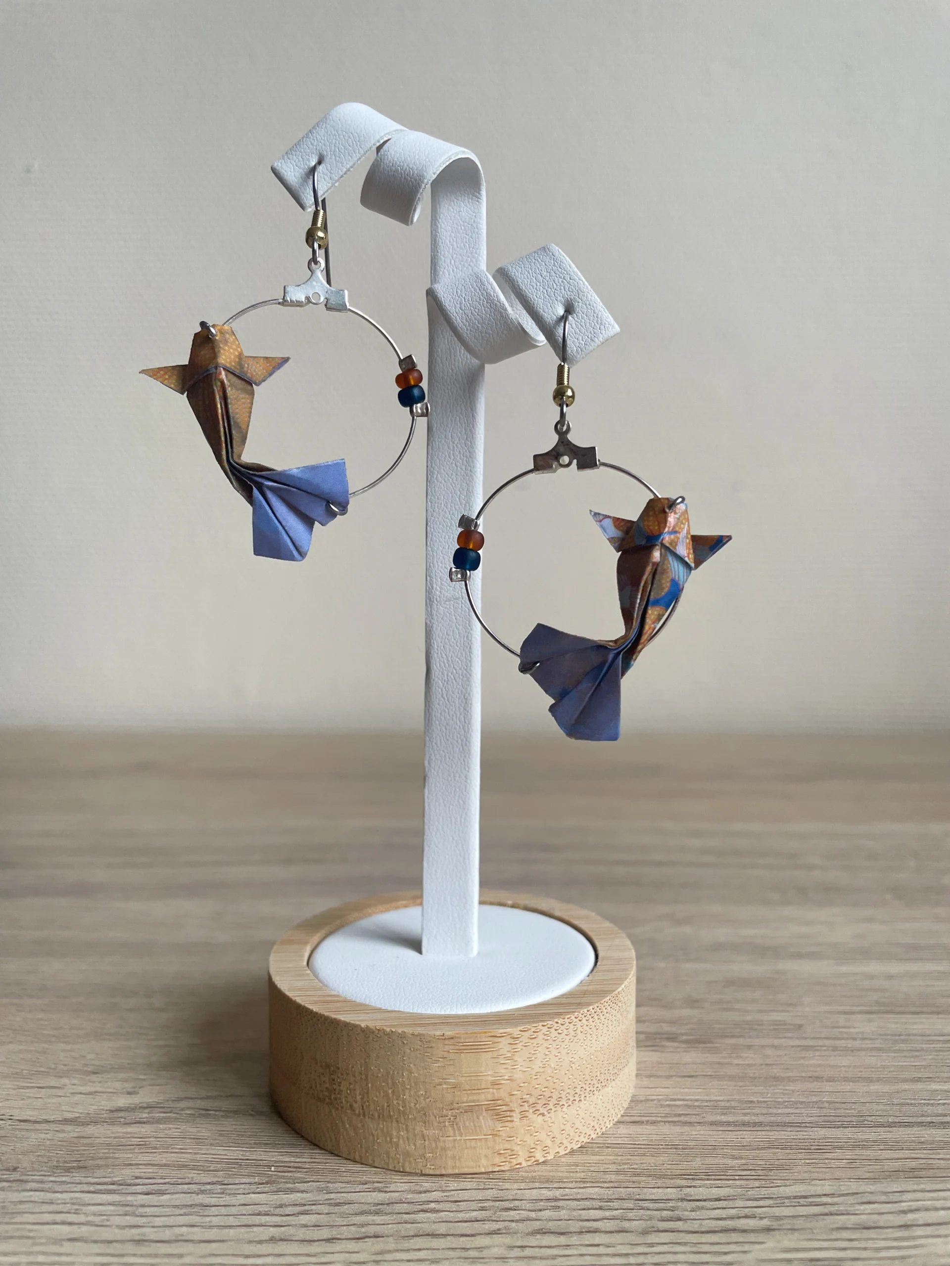 Boucles d'Oreilles Origami Créoles Carpe Koï