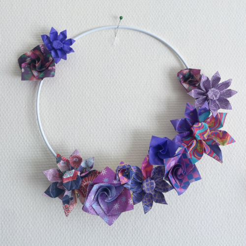 Décoration Florale Violette Origami