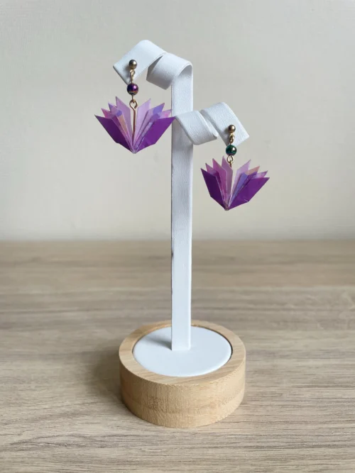 Boucles d'Oreilles Origami Fleurs Lotus