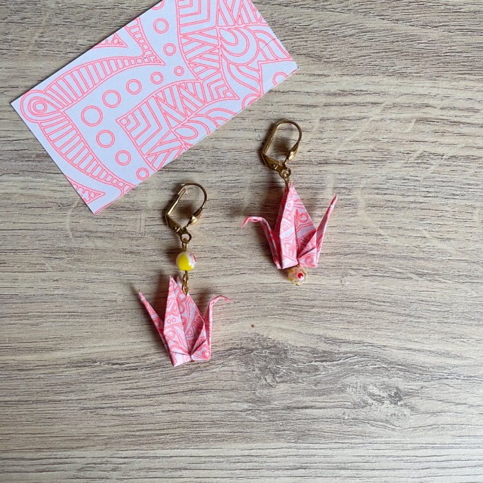 Boucles d'Oreilles Origami Grues