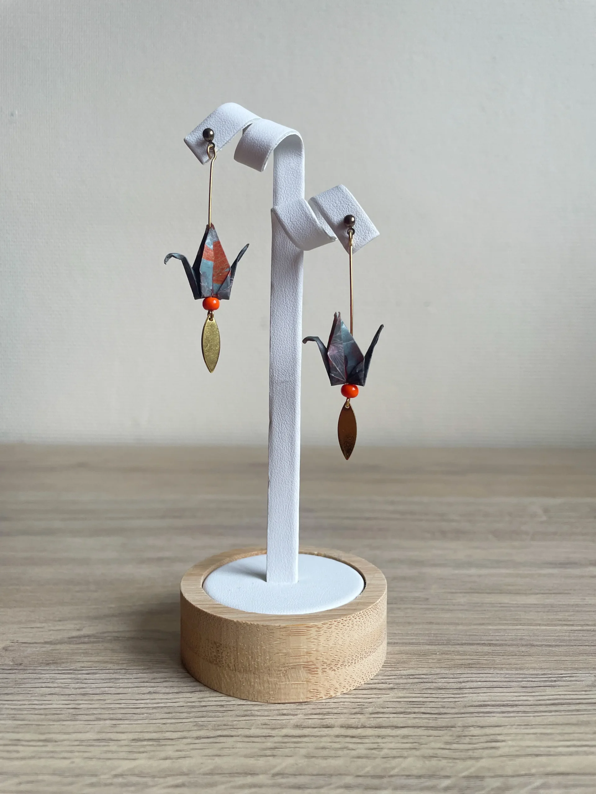 Boucles d'Oreilles Origami Grue Pendante