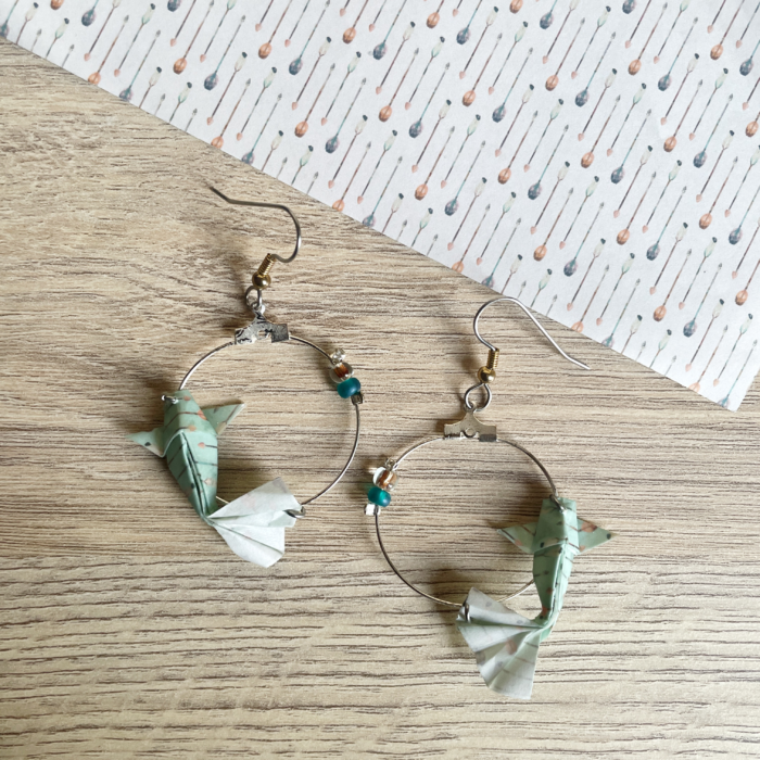 Boucles d'Oreilles Origami Créoles Carpe Koï