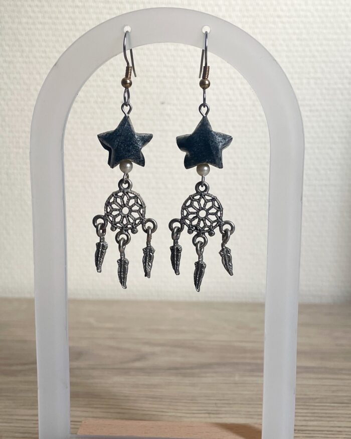 Boucles d'Oreilles Origami Etoile Et Capteur De Rêves – Image 2
