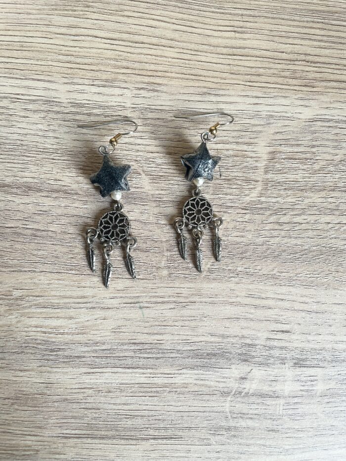 Boucles d'Oreilles Origami Etoile Et Capteur De Rêves – Image 3