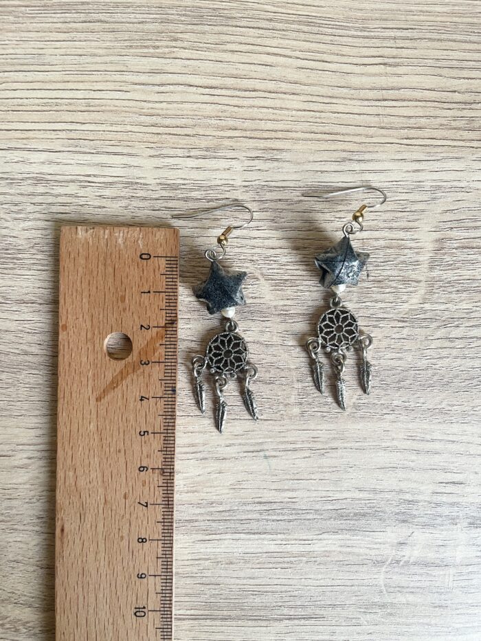 Boucles d'Oreilles Origami Etoile Et Capteur De Rêves – Image 4