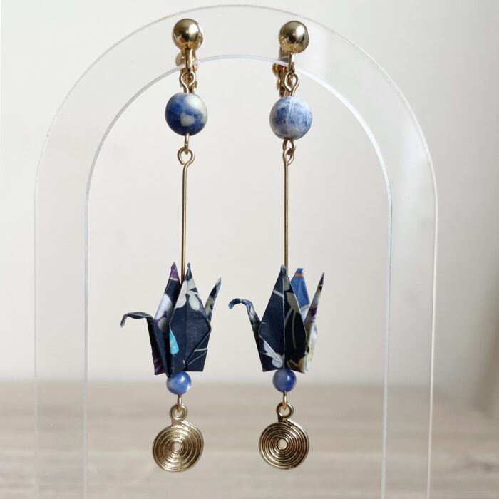 Boucles d'Oreilles Origami Grue Pendante