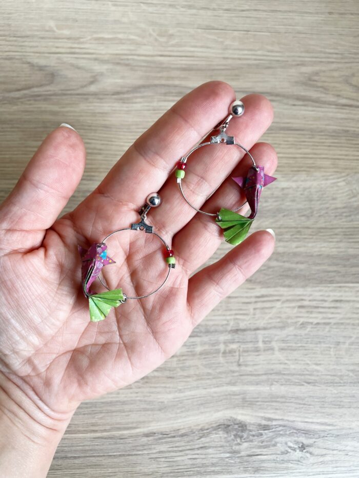 Boucles d'Oreilles Origami Créoles Carpe Koï – Image 6