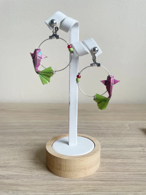 Boucles d'Oreilles Origami Créoles Carpe Koï