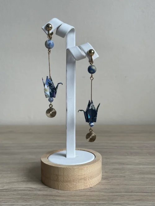 Boucles d'Oreilles Origami Grue Pendante