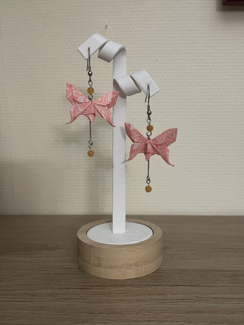 Boucles d'Oreilles Origami Papillon Jade